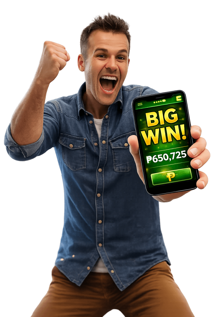 Big win celebration on smartphone