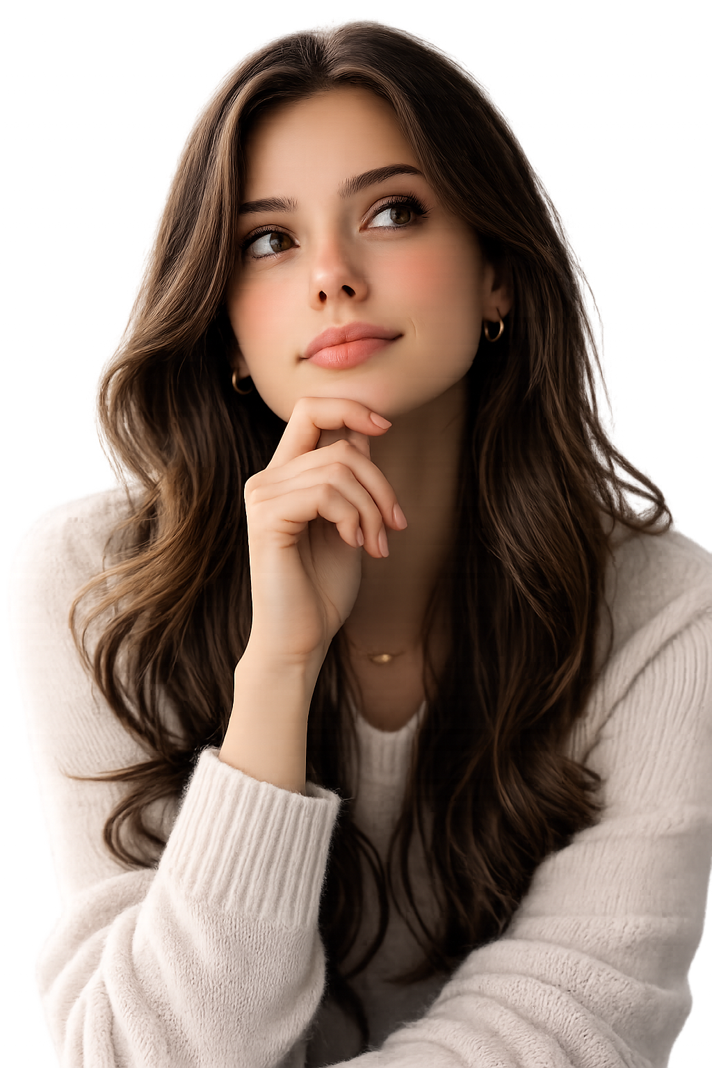 Thoughtful young woman with soft expression
