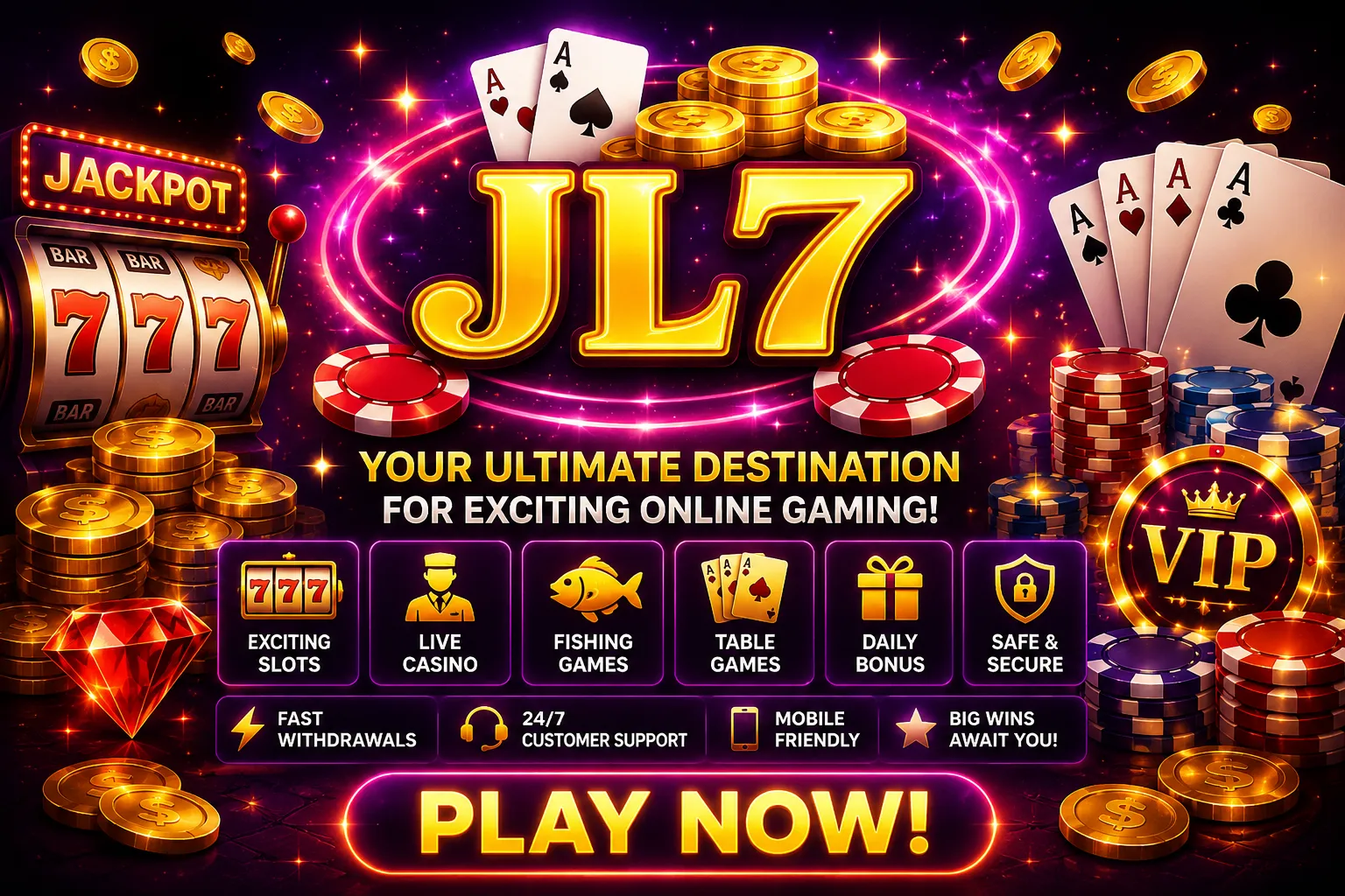 jl7 Vibrant casino jackpot promotion graphic